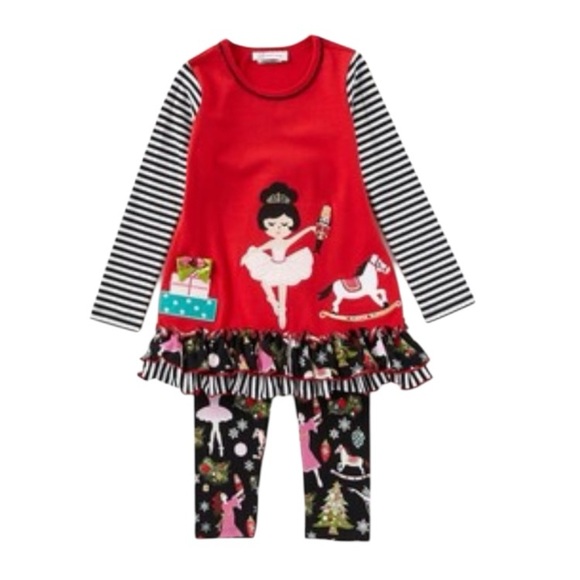Bonnie Jean Red Nutcracker Ruffle Dress & Leggings Outfit 2T - Picture 8 of 8